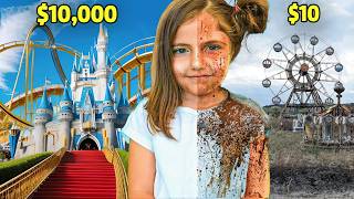 My Family Survives $1 vs $10,000 Amusement Park!