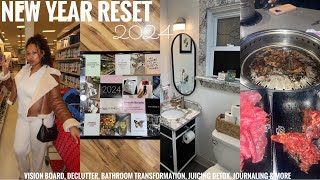 NEW YEAR RESET 2024 ✨| VISION BOARD, DECLUTTER, BATHROOM TRANSFORMATION, JUICING DETOX & MORE