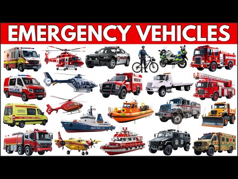 Emergency Vehicles for Kids | Police Car, Fire Truck, Rescue Trucks and Ambulance Learning Video