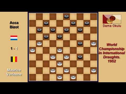 Maurice Verleene (BEL) - Acca Bizot (NLD). Draughts World Championship. 1952.