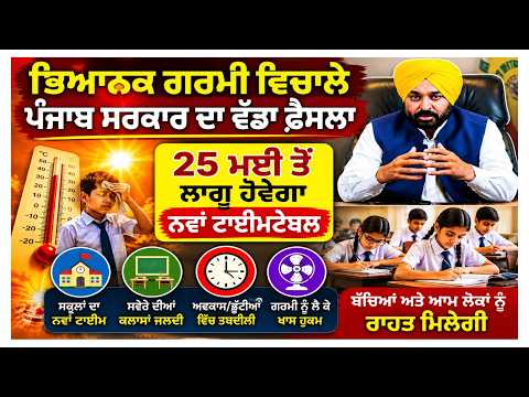 Punjab revises school, office timings amid heatwave | ਭਿਆਨਕ ਗਰਮੀ ਵਿਚਾਲੇ ਪੰਜਾਬ ਸਰਕਾਰ ਦਾ ਵੱਡਾ ਫ਼ੈਸਲਾ