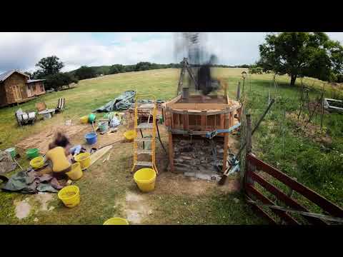 timelapse construction of a rammed earth bread oven