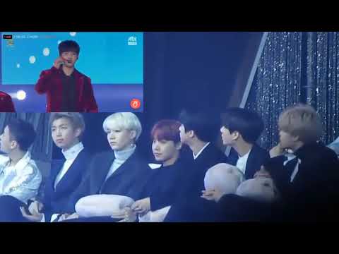 BTS reaction to Wanna one at Golden Disk Awards  2018