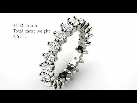 4 Prongs Eternity Diamond 2.52 ct Vs1 H  Wedding Ring Band 18K White Gold