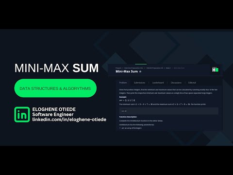 Solved Explained Mini Max Sum Javascript Data Structures Algorithm