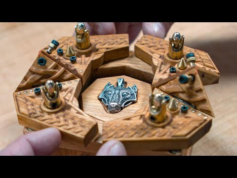 Kinetic box for viking amulet - CNC and wood carvings