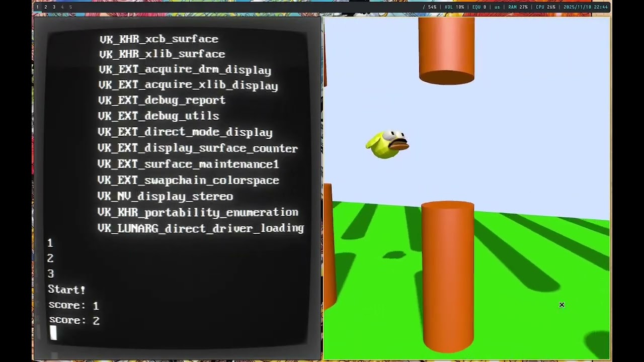 Flappy Bird on Vulkan With Shadow Mapping