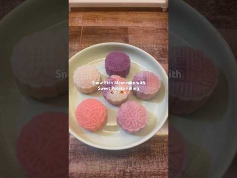 Snow Skin Mooncake with Sweet Potato Filling #resepmooncake #snowskinmooncake #mooncake