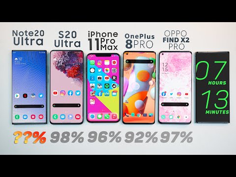 Samsung Note 20 Ultra vs iPhone 11 Pro Max / S20 Ultra / OnePlus 8 Pro Battery Life Drain Test.