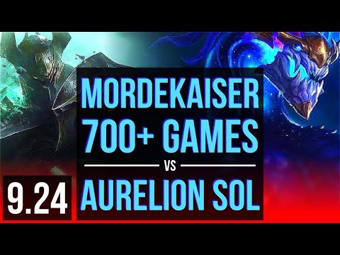 MORDEKAISER vs AURELION SOL (TOP) | 700+ games, 2 early solo kills | Korea Master | v9.24
