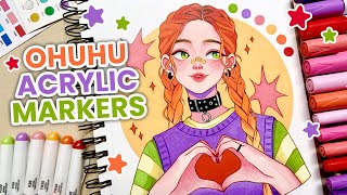 💖 Coloring with Ohuhu Acrylic Markers / Relaxing Coloring Process ✨
