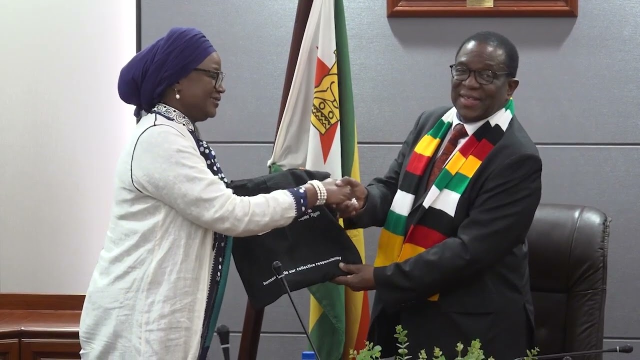 H.E Emmerson Mnangangwa, President of the Republic of Zimbabwe receives ACHPR Delegation