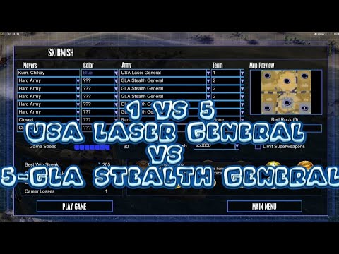 Command & Conquer Generals Zerp Hour [USA Laser vs 5-GLA Stealths] Hard Armies