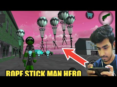 lift car through air balloon 🎈 in stick man rope hero Android gameplay. #Msohail.