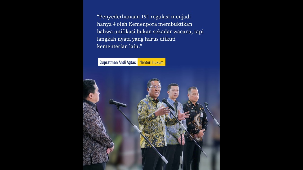 Menteri Hukum Supratman Andi Agtas Mendorong Percepatan Unifikasi Regulasi Nasional