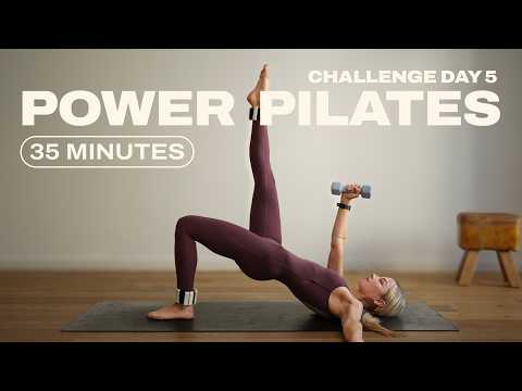 Day 5 - 35 Min. Full Body Pilates Sculpt Workout | W/ Weights | 1 Month Pilates x Strength Challenge