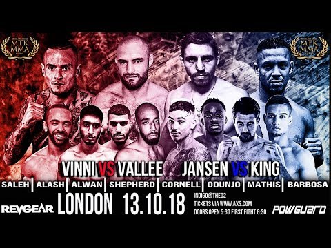 MTK GLOBAL PRESENTS - *MTK MMA* - LIVE SHOW FROM 02 INDIGO - SATURDAY 13th OCTOBER 2018