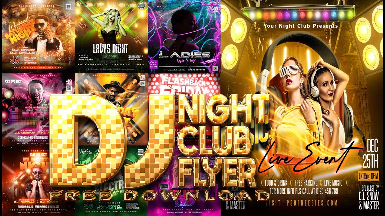 👍 New Design DJ Party Poster (Adobe-Photoshop) Tutorial Free PSD