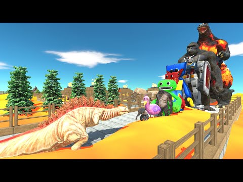 Kamata Kun vs Godzilla Burning LAVA PYRAMID DEATH RUN - Animal Revolt Battle Simulator