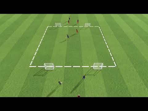 Dribbelspiel - 1 gegen 1 auf 4 Minitore