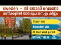 Sweden - ൽ ജോലി വേണോ?| sweden student visa malayalam| Unlimited work right | without IELTS |