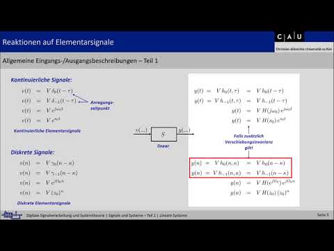Vorlesung "Signale und Systeme - Teil 1", 4. Lineare Systeme, Teil 1