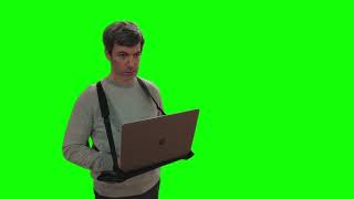 Nathan Fielder with a laptop — The Rehearsal green screen
