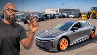 Salvage Lucid Air in a repair shop