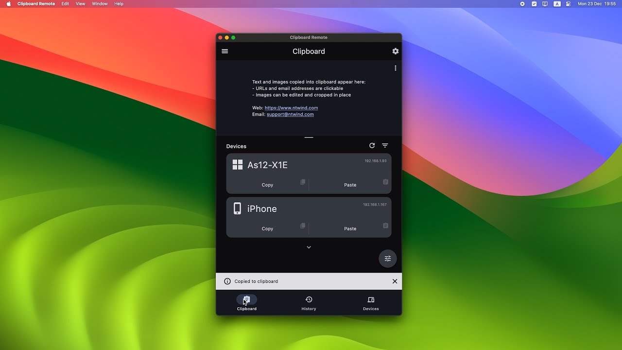 Clipboard Remote video preview