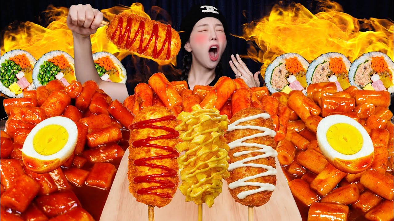 역대급 매운 떡볶이 핫도그 K푸드 조합 먹방 The Spiciest K-Food Combination EVER Ssyoung ASMR