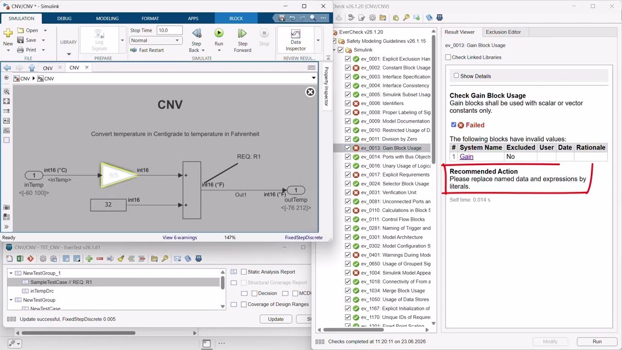 Automated modelling guideline checks in EverCheck