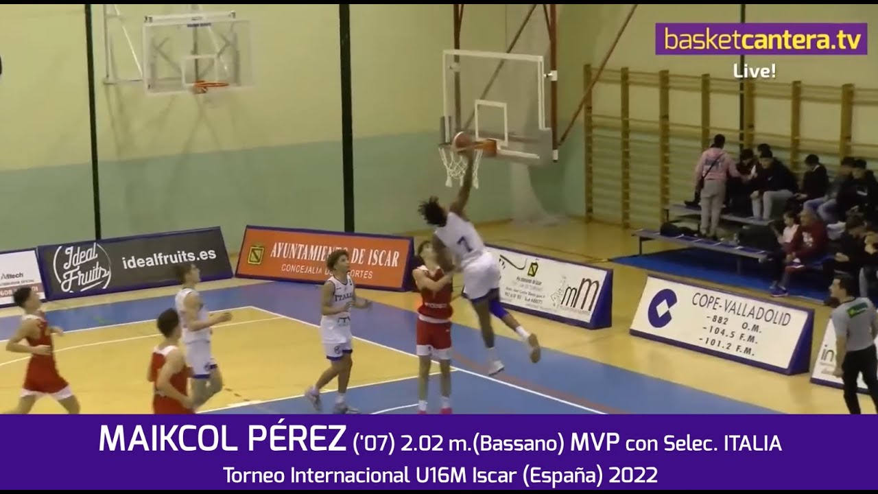 MAIKCOL PÉREZ ('07) 2.02 m.(Bassano) MVP con Selec. U16-ITALIA. Torneo Internacional Cadete de Iscar