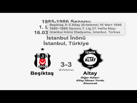Beşiktaş 3-3 Altay 16.03.1986 - 1985-1986 Turkish 1st League Matchday 27