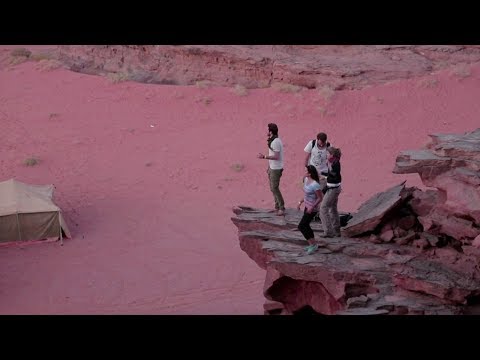 Techno music party lights up mysterious dessert