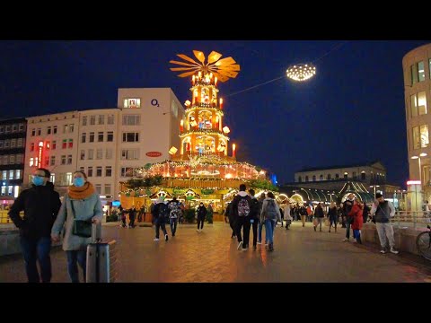 Hanover, Germany 🇩🇪 - Night Walking Tour - Hanover by Walk 4K Ultra HD (60fps)