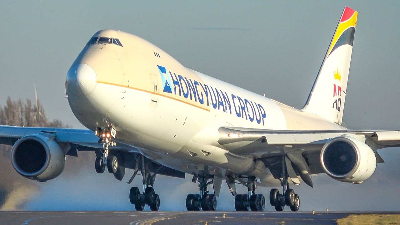 BOEING 747 DEPARTURE with a HYBRID LIVERY - B747 Only! Landing, Departure ... (4K)