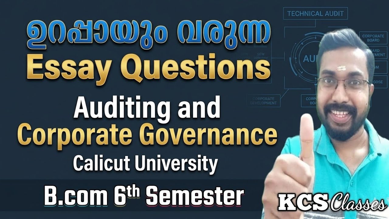 ഉറപ്പായും വരുന്ന Essay Questions 🔥|Auditing & Corporate Governance|Calicut University B.com 6th Sem