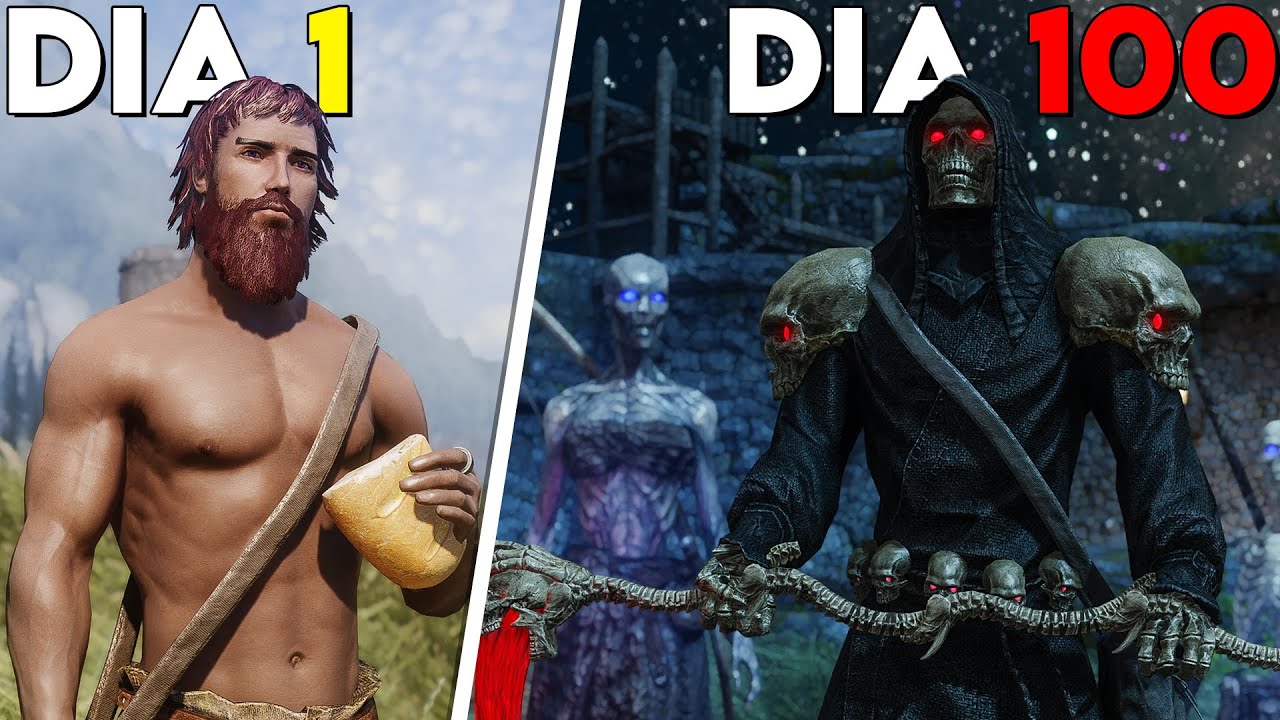 Passei 100 DIAS como um NECROMANTE LENDÁRIO em Skyrim!