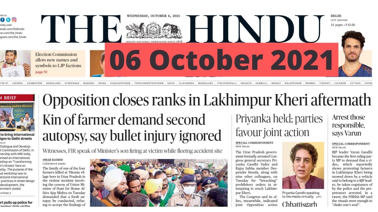 06 October 2021 | The Hindu Newspaper Analysis | #upsc #thehindu