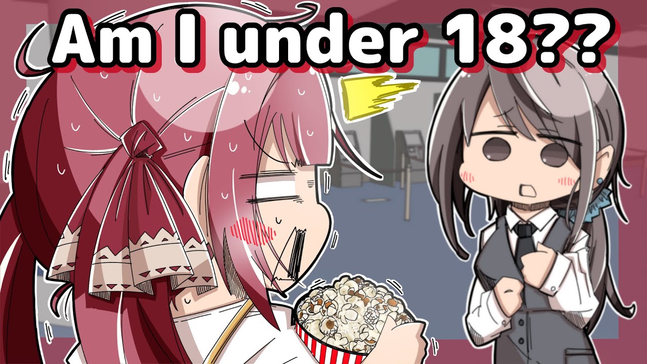 Marine is mistaken for being under 18 at the movie theater.【Animated Hololive/Eng sub】【Marine】