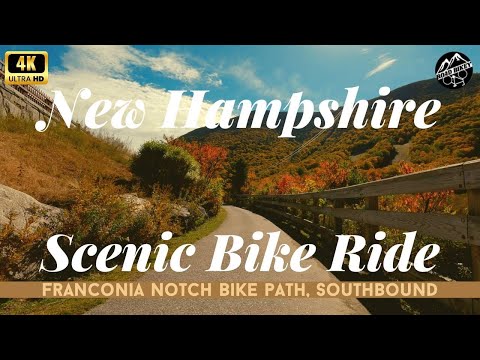 New Hampshire Fall Foliage Cycling Tour: Franconia Notch Bike Path, Southbound, Autumn in NH 4k