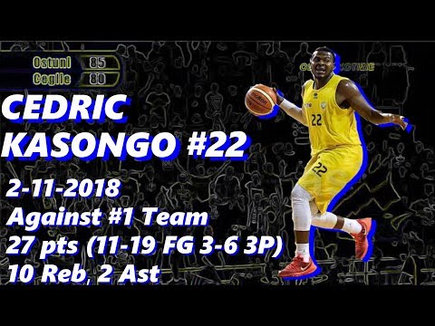 Cedric Kasongo 27 pts 10 rebs 2 ast 2-11-2018 highlights vs #1 in Serie C Italy