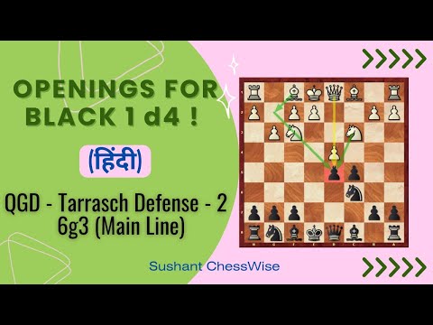 Lesson - 529 Opening For Black (हिन्दी) QGD - Tarrasch Defense Part -2  Main Line 6g3 .