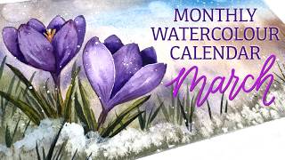 Monthly Watercolour Calendar - March