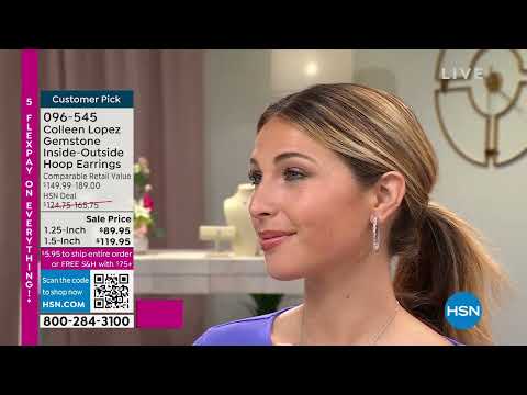 Colleen Lopez 1.25" Gemstone InsideOutside Hoop Earrings