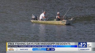 When are the Free Fishing Days in Mississippi this summer?