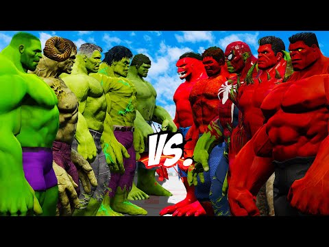 TEAM RED HULK VS TEAM GREEN HULK - EPIC SUPERHEROES WAR