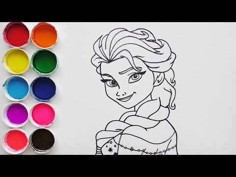 Dibujar y Colorea Elsa Frozen de Araco Iris - Dibujos Para Niños -  Learn Colors / FunKeep