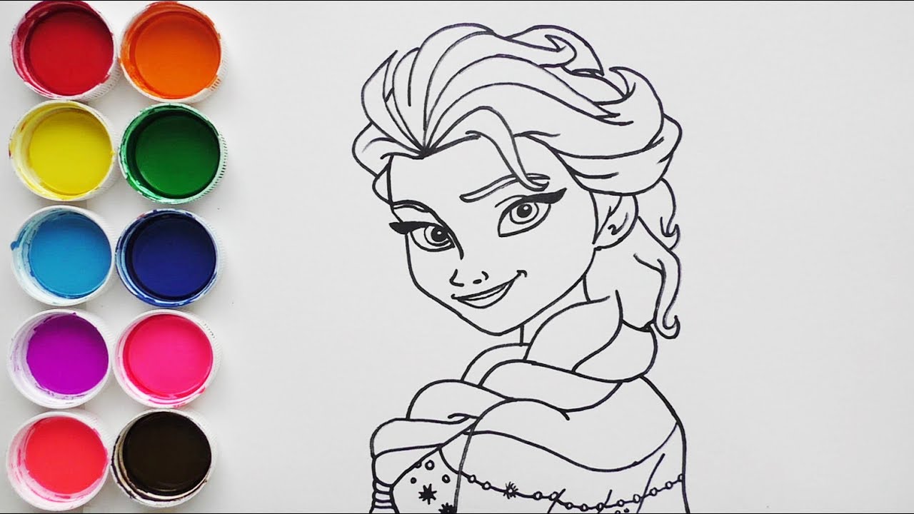 Dibujar y Colorea Elsa Frozen de Araco Iris - Dibujos Para Niños - Learn Colors / FunKeep