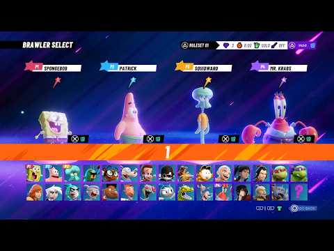 Nickelodeon All-Star Brawl 2 PS5 4-Player Co-Op *All Spongebob Characters* Stock Battles!